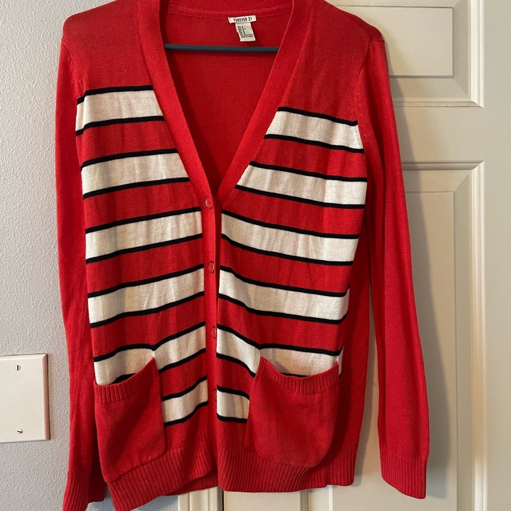 Forever 21 cardigan button up striped sweater